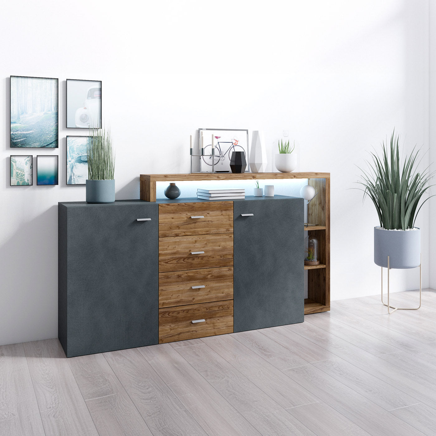 Kumode Botas 180/98/37 cm ābele/egle - N1 Home