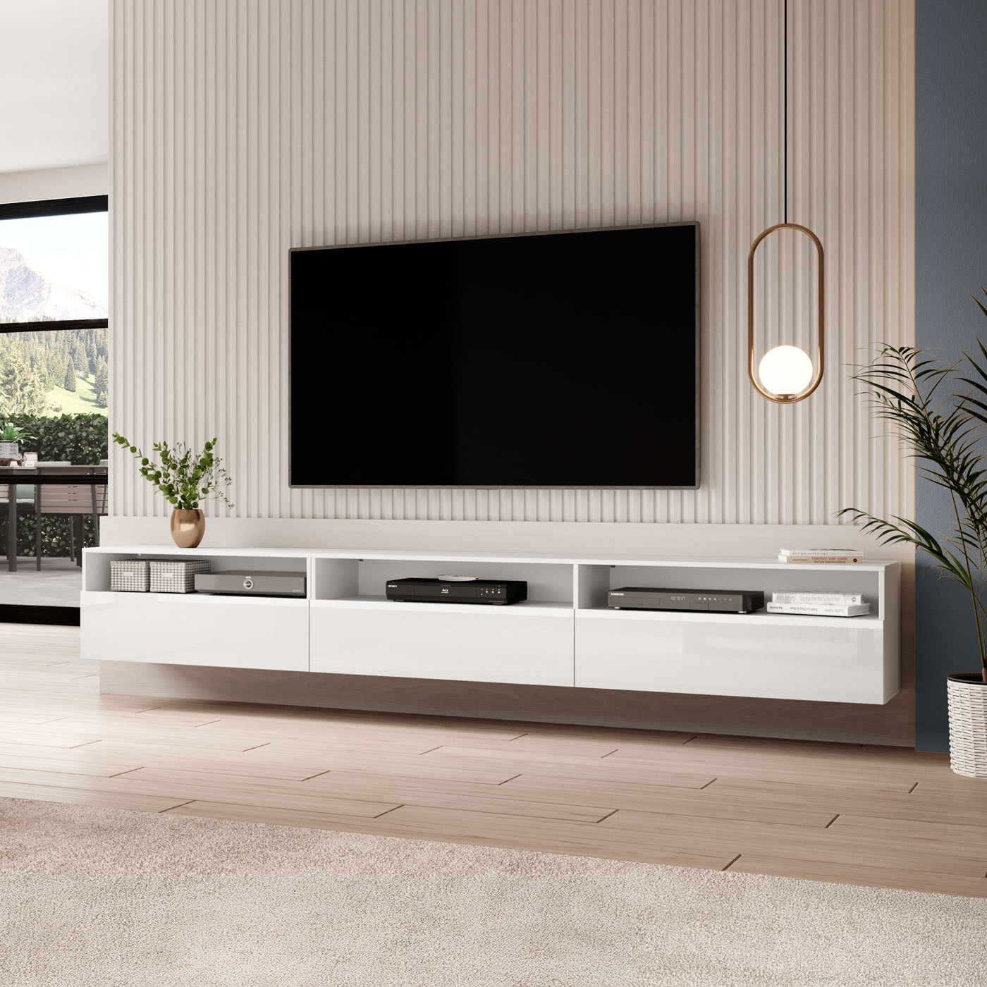 TV skapis Barots 270/41/42 cm balts - N1 Home