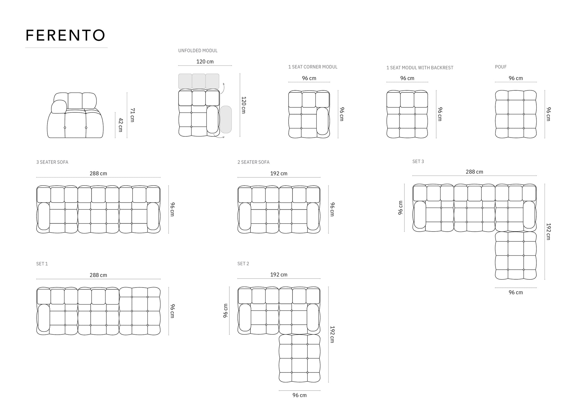 Dīvāns Cosmopolitan Design  Ferento 192x96x71 melns - N1 Home