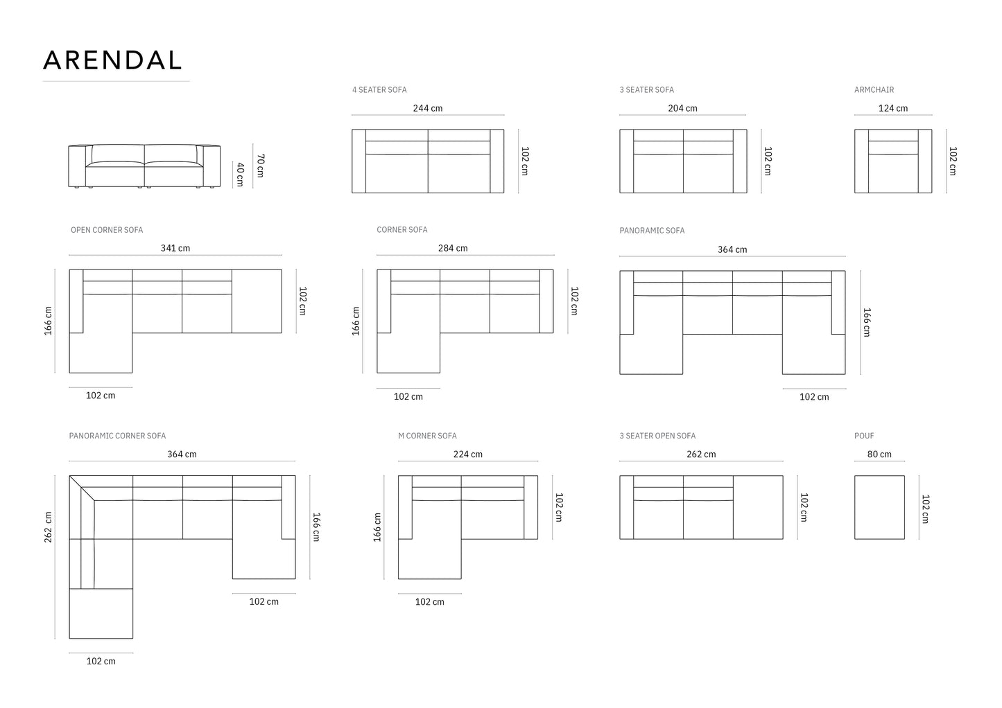 Dīvāns Cosmopolitan Design Arendal 262x102x70 cm krēms - N1 Home