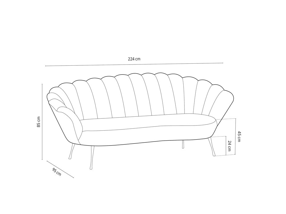 Dīvāns Kingston Cosmopolitan design 224x95x85 cm Riv 100/3 kāju krāsas - N1 Home