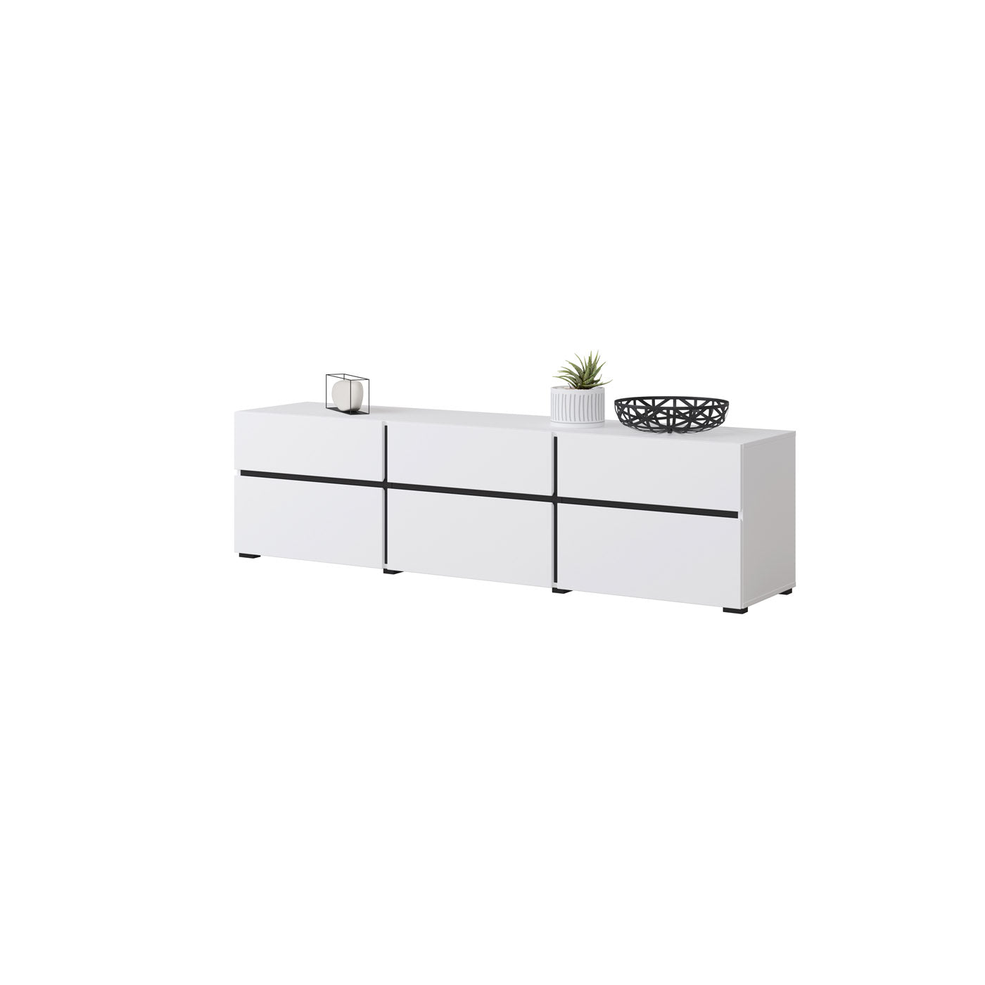 TV skapis Krosit kolekcija 180/40/48 cm melns/balts - N1 Home