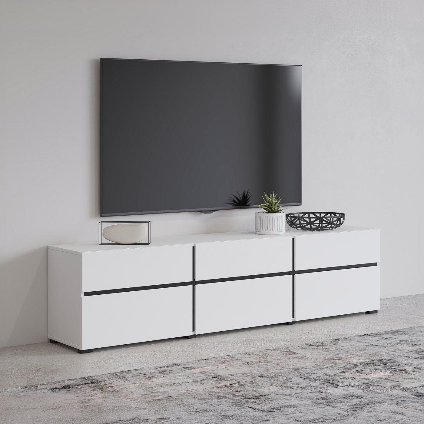 TV skapis Krosit kolekcija 180/40/48 cm melns/balts - N1 Home