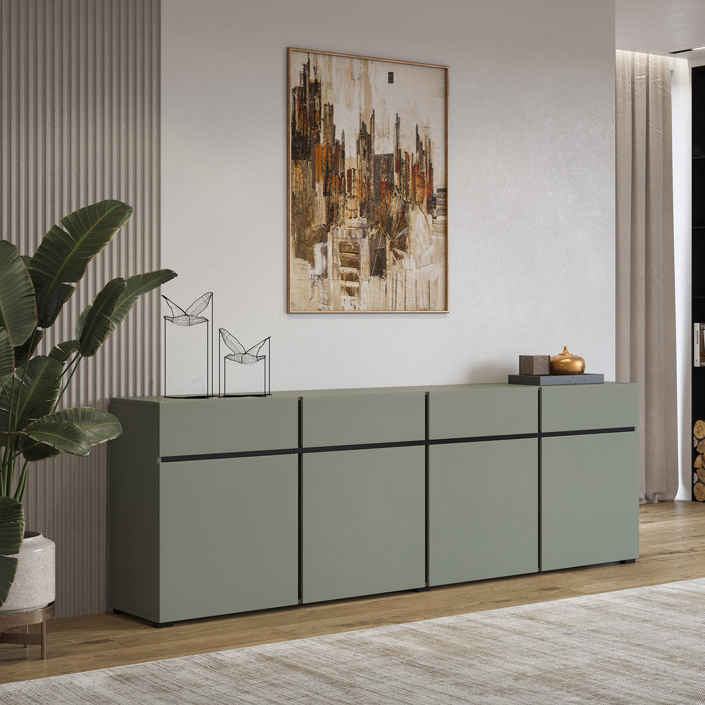 Kumode Krosit kolekcija 225/78/40 cm zaļs/melns - N1 Home