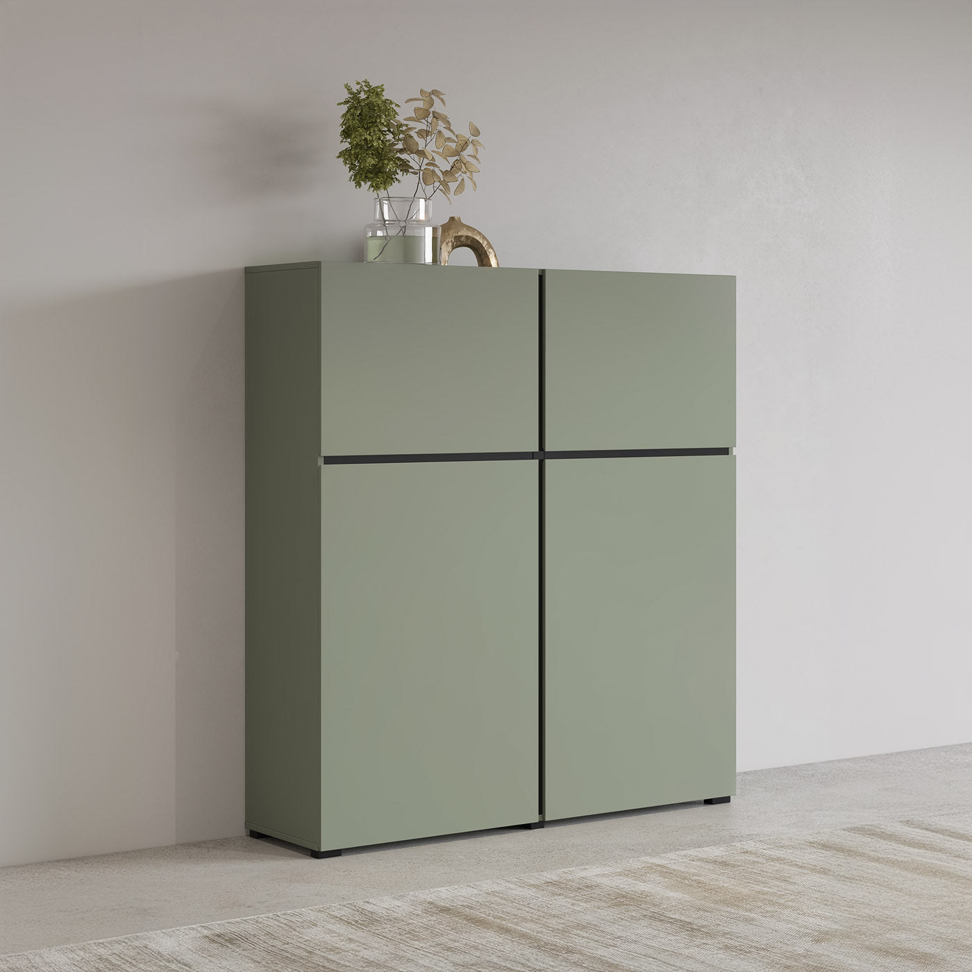 Kumode Krosit kolekcija 119/139/40 cm zaļs/melns - N1 Home