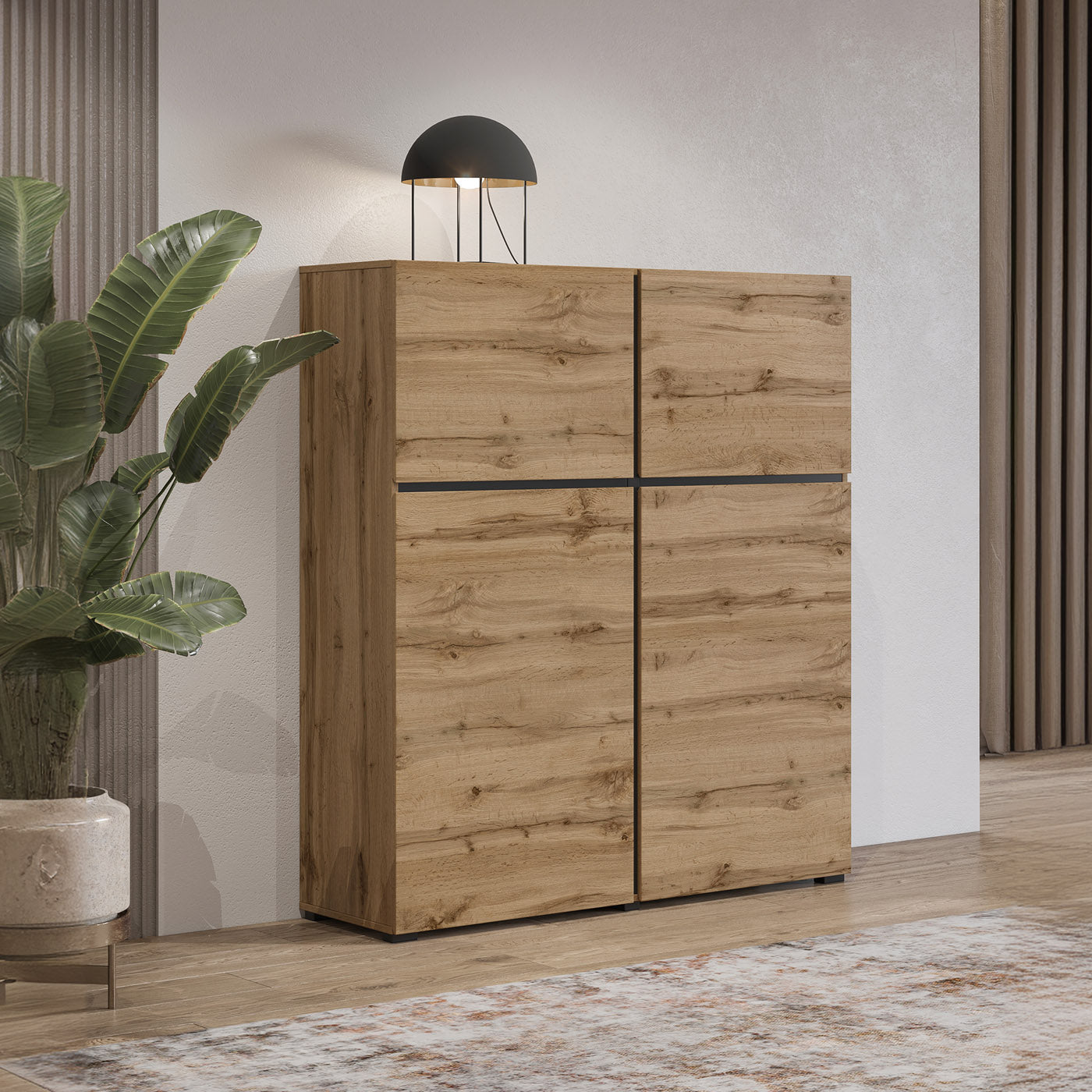 Kumode Krosit kolekcija 119/139/40 cm Votan ozols/melns - N1 Home