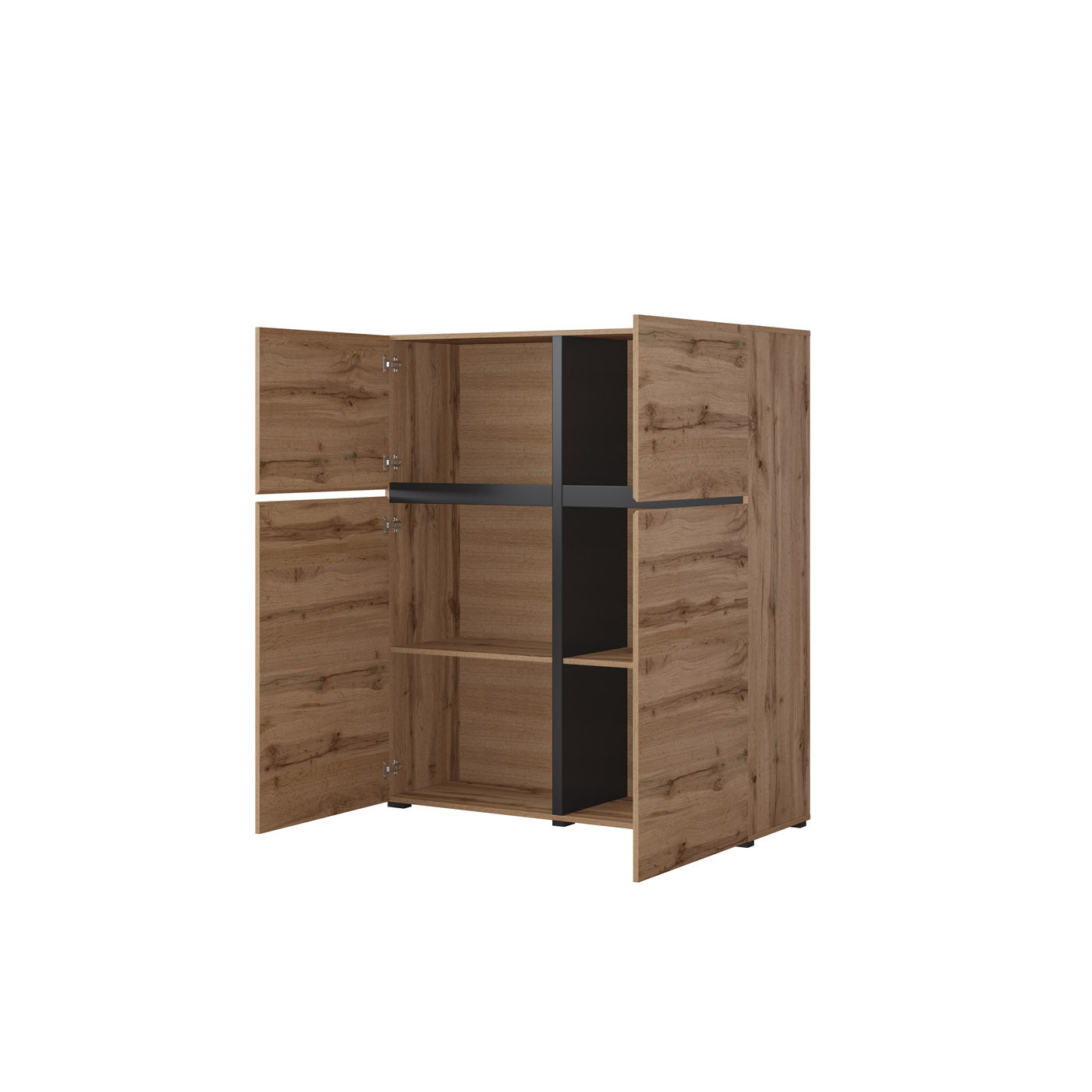 Kumode Krosit kolekcija 119/139/40 cm Votan ozols/melns - N1 Home