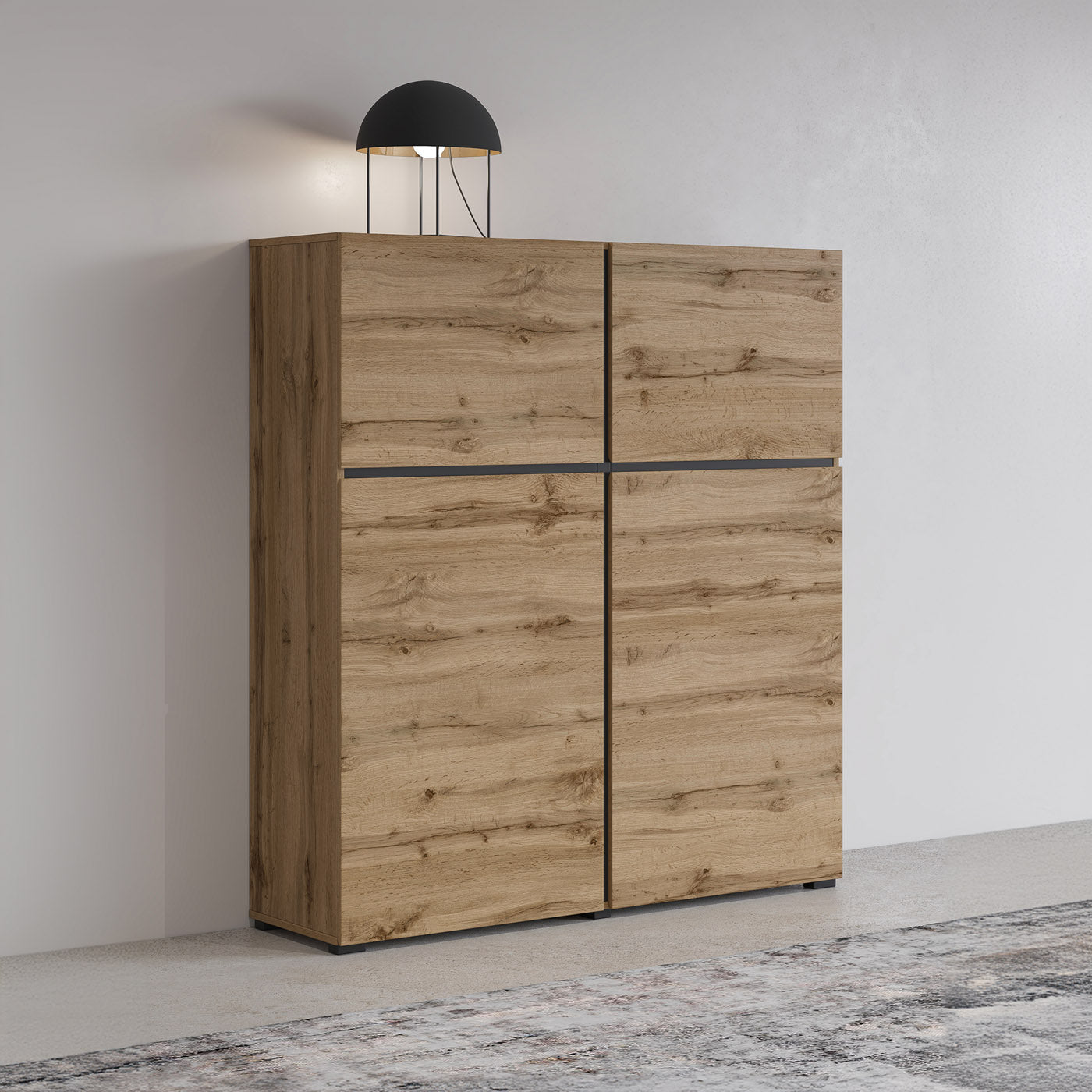Kumode Krosit kolekcija 119/139/40 cm Votan ozols/melns - N1 Home