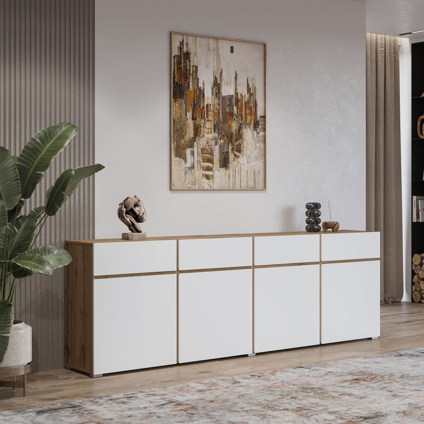 Kumode Krosit kolekcija 225/78/40 cm Votan ozols/balts - N1 Home