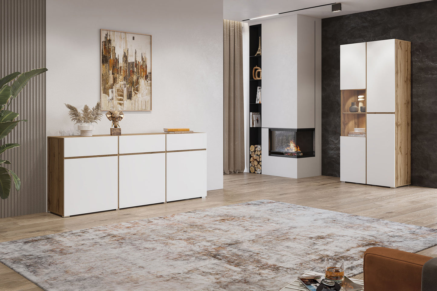 Kumode Krosit kolekcija 180/78/40 cm Votan ozols/balts - N1 Home