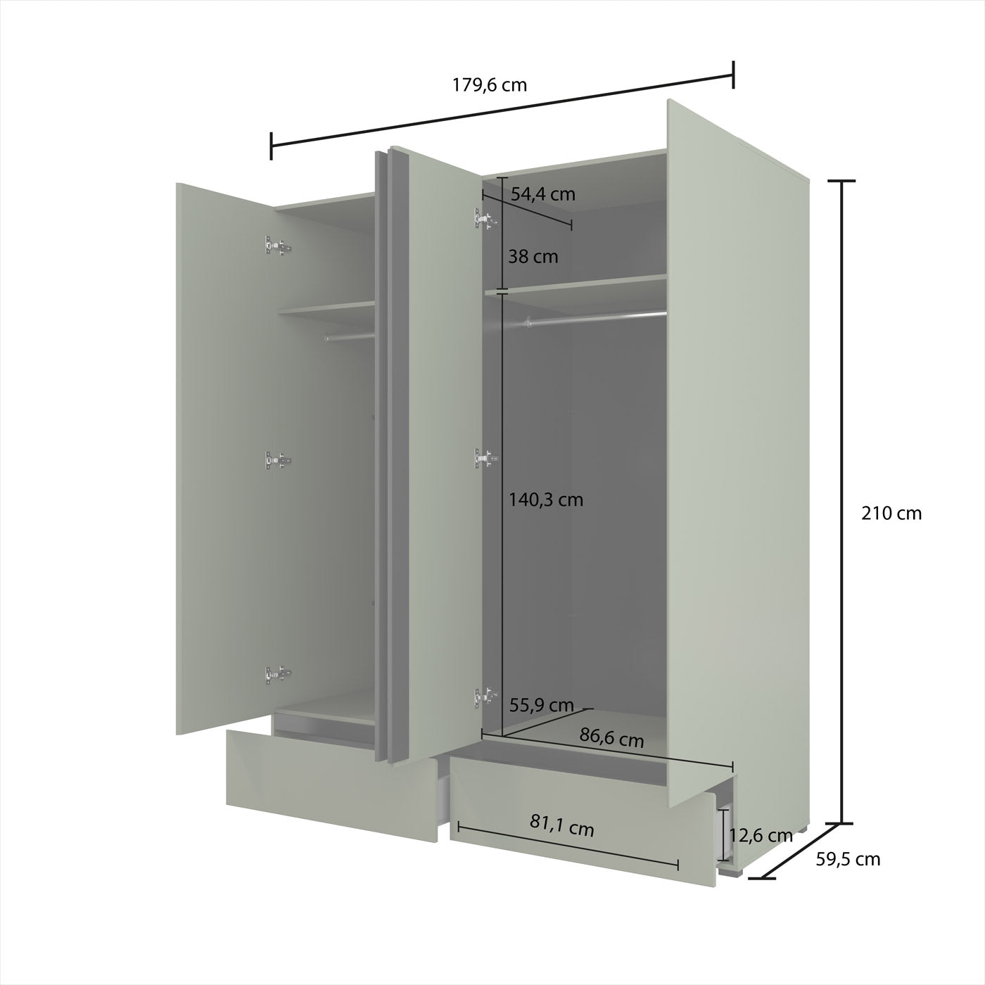 Skapis Krosit kolekcija 89;180/210/60 cm Votan ozols - N1 Home