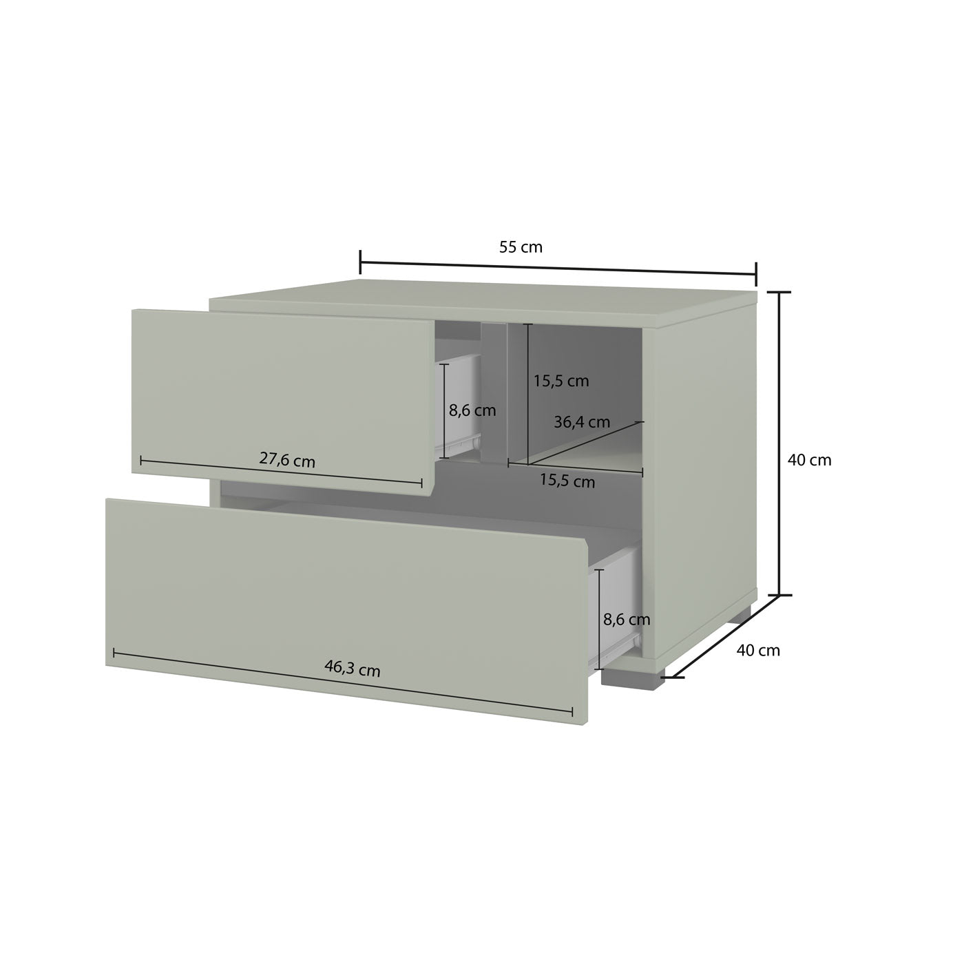Naktsskapis (2) Krosit kolekcija 55/40/40 cm zaļs/melns - N1 Home