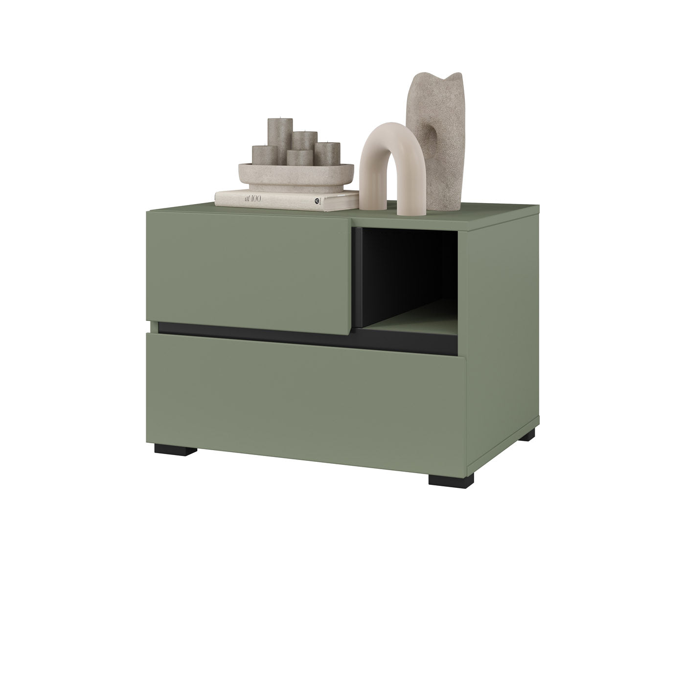 Naktsskapis (2) Krosit kolekcija 55/40/40 cm zaļs/melns - N1 Home