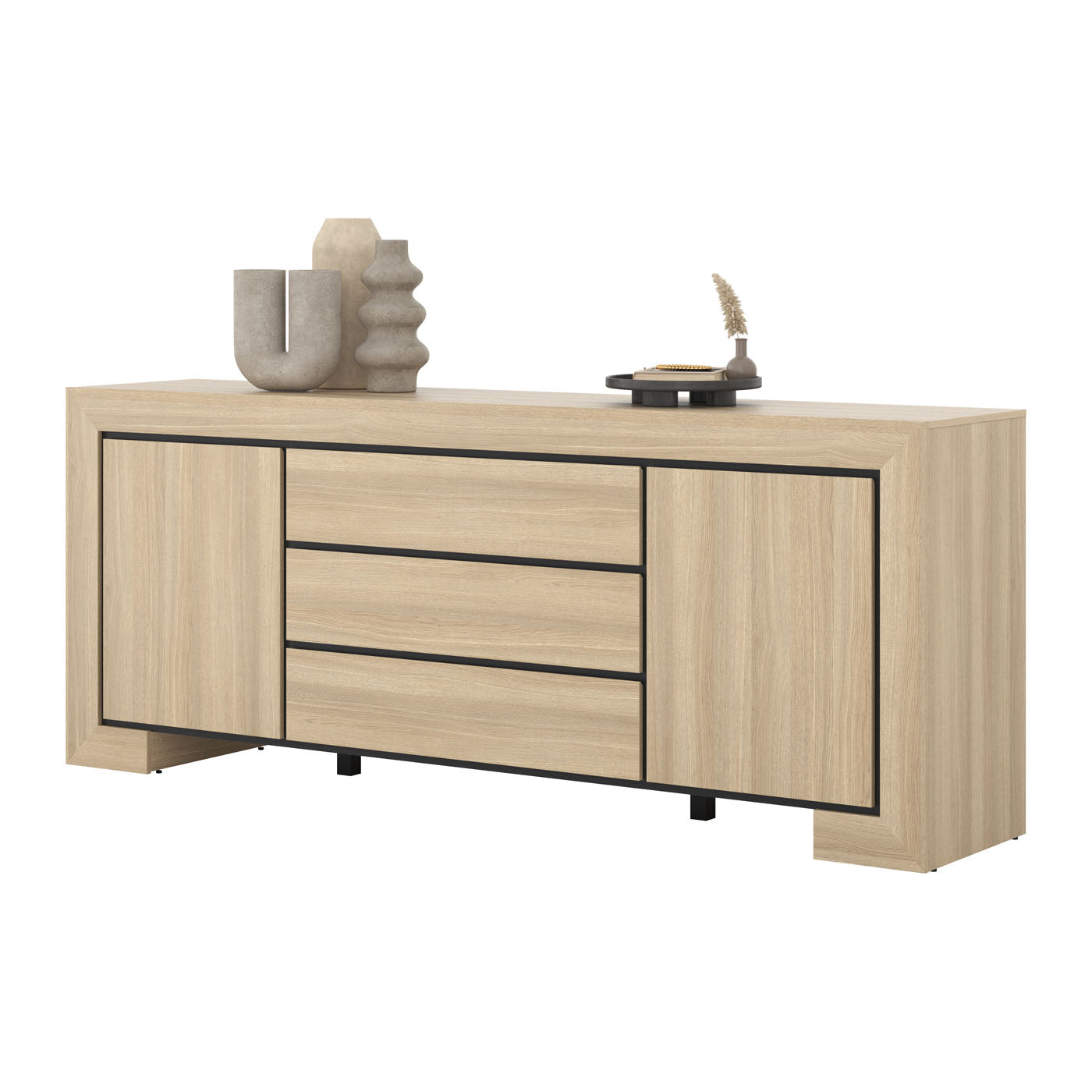 Kumode Cabira II 225/48/90 cm elegants ozols/melns - N1 Home