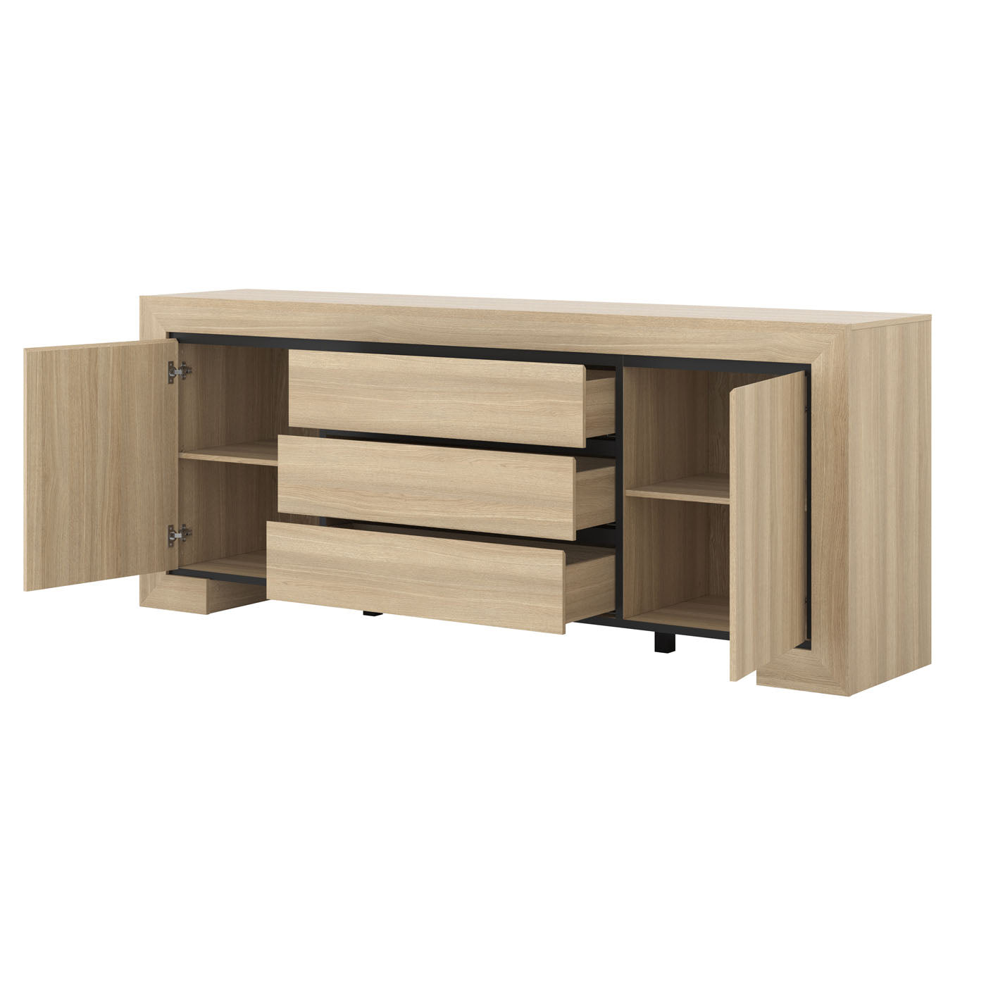 Kumode Cabira II 225/48/90 cm elegants ozols/melns - N1 Home