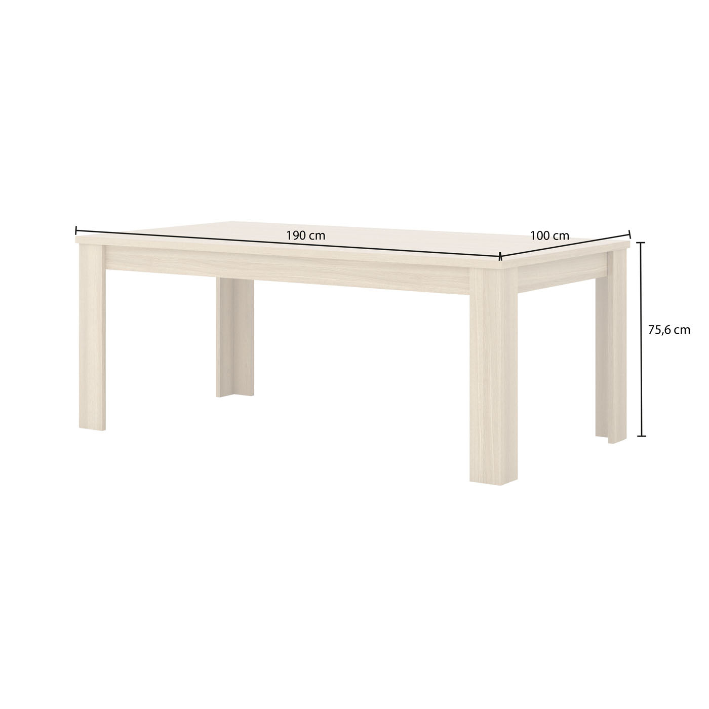 Galds Cabira II 190/100/76 cm elegants ozols/melns - N1 Home