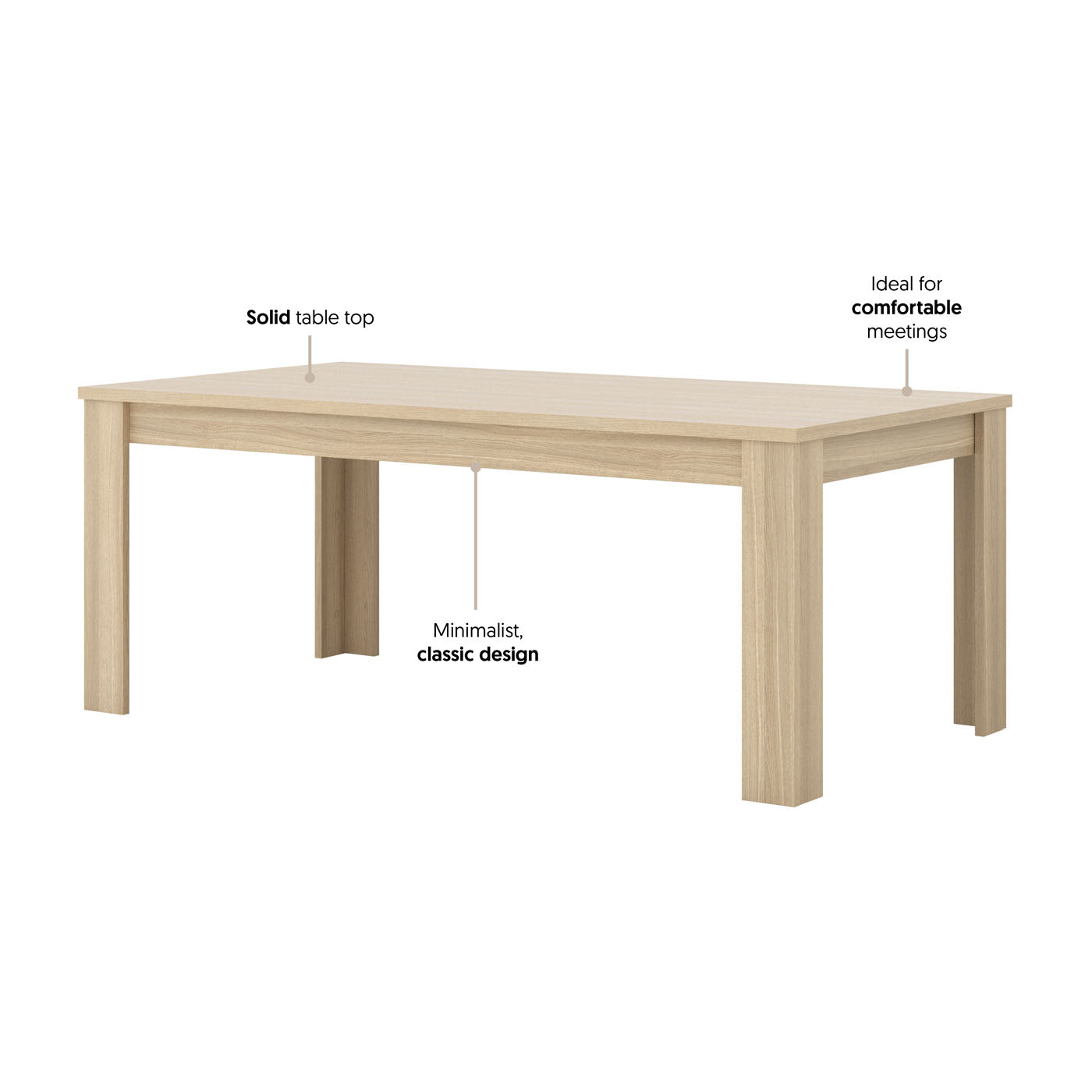 Galds Cabira II 190/100/76 cm elegants ozols/melns - N1 Home
