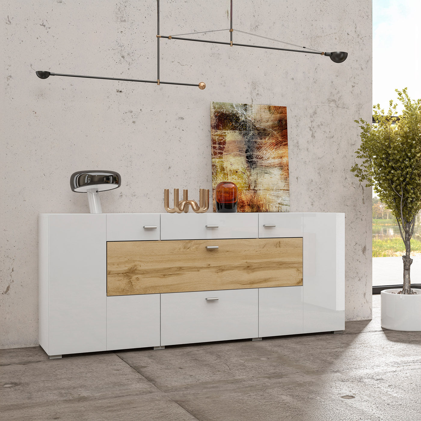 Kumode Cobas 165/39/71 cm balts/Votan ozols - N1 Home