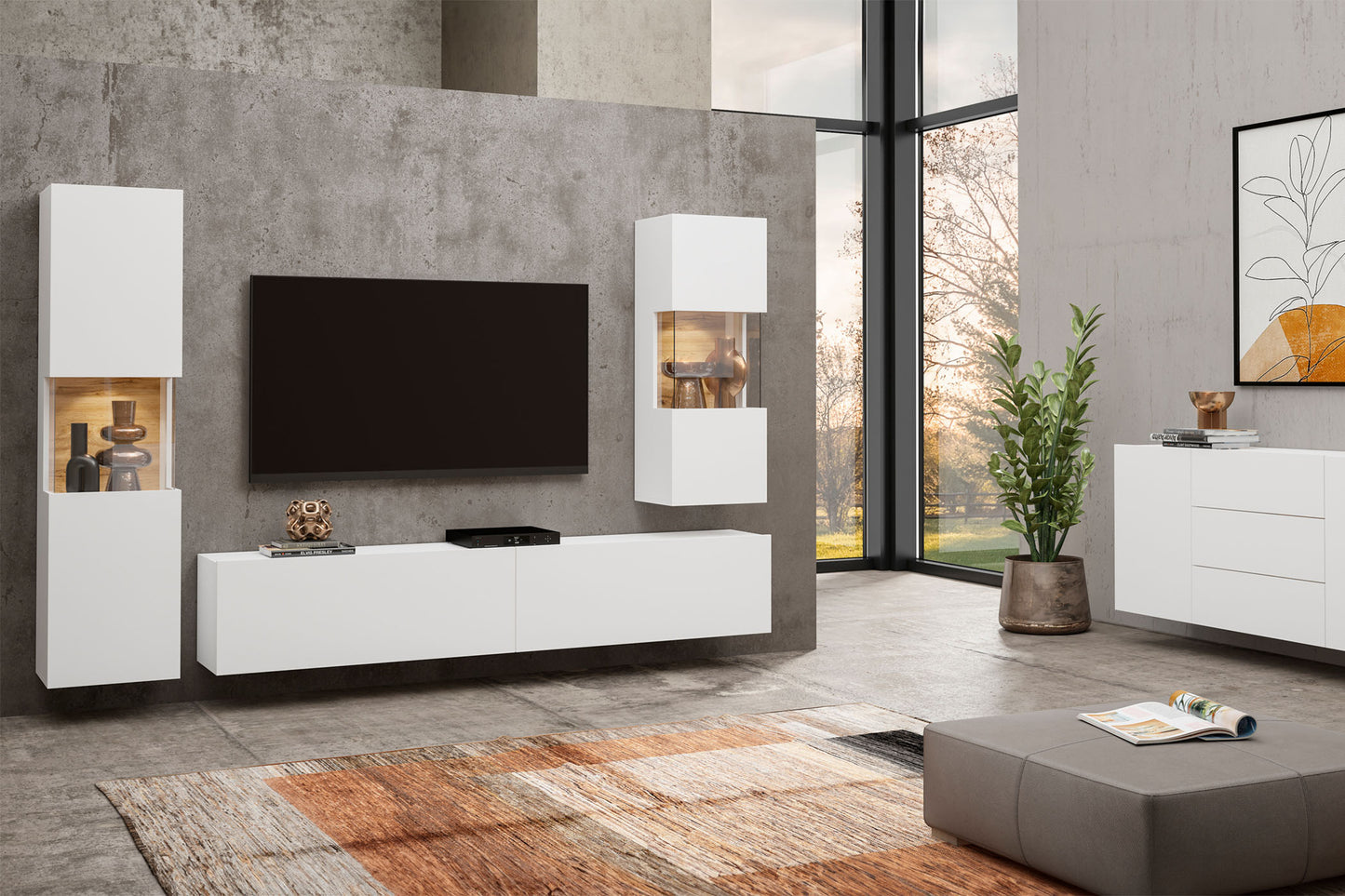 Sienas bloks Avalon 180/140/35 cm balts/Votan ozols - N1 Home