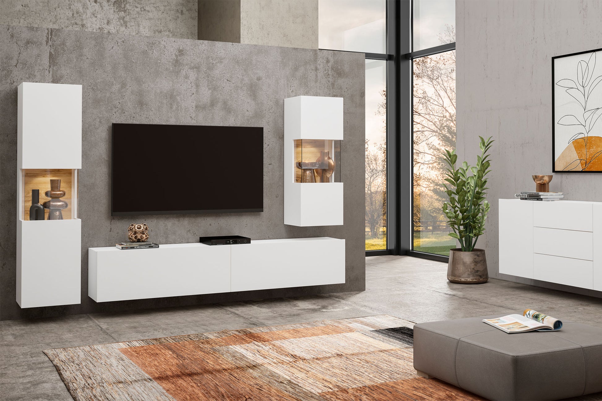 Sienas bloks Avalon 180/140/35 cm balts/Votan ozols - N1 Home