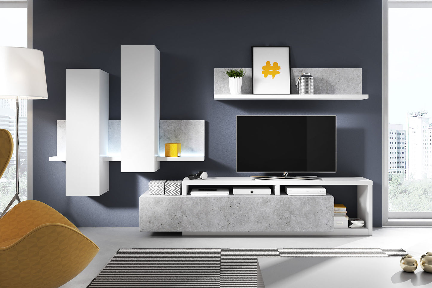 Skapis Botas 152/235/142 cm balts/betons Kolorādo - N1 Home