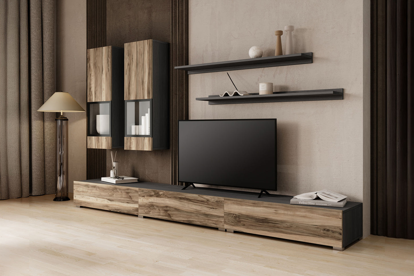 Sienas bloks Barots 270/41 cm Votan ozols/melns - N1 Home