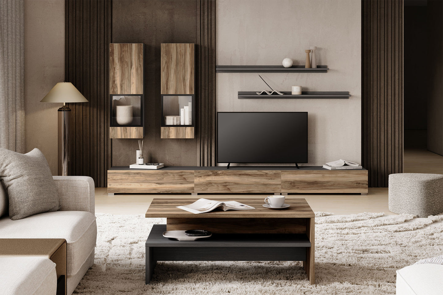 Sienas bloks Barots 270/41 cm Votan ozols/melns - N1 Home