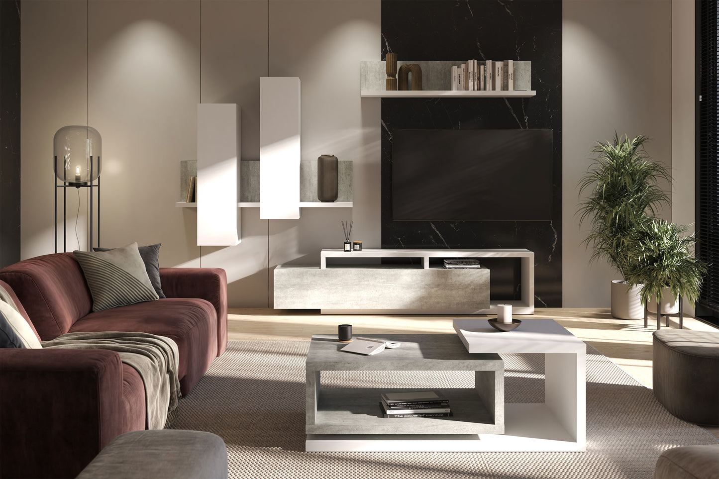 Skapis Botas 152/235/142 cm balts/betons Kolorādo - N1 Home