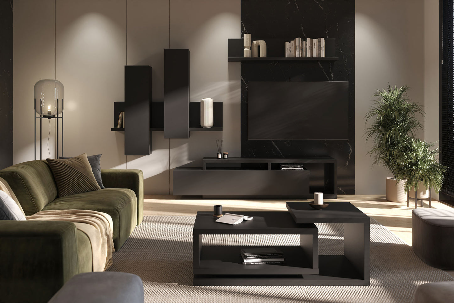 Kafijas galds Botas 120/60/40 cm melns - N1 Home