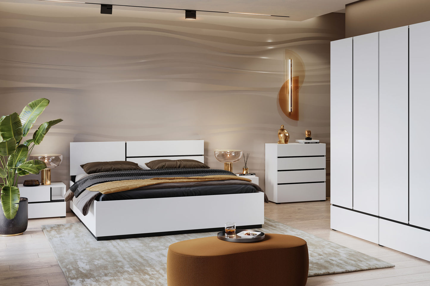 Kumode Krosit kolekcija 80/85/40 cm balts/melns