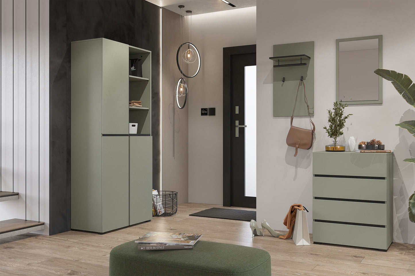 Sienas panelis ar āķiem Krosit kolekcija 40/70/20 cm zaļs - N1 Home