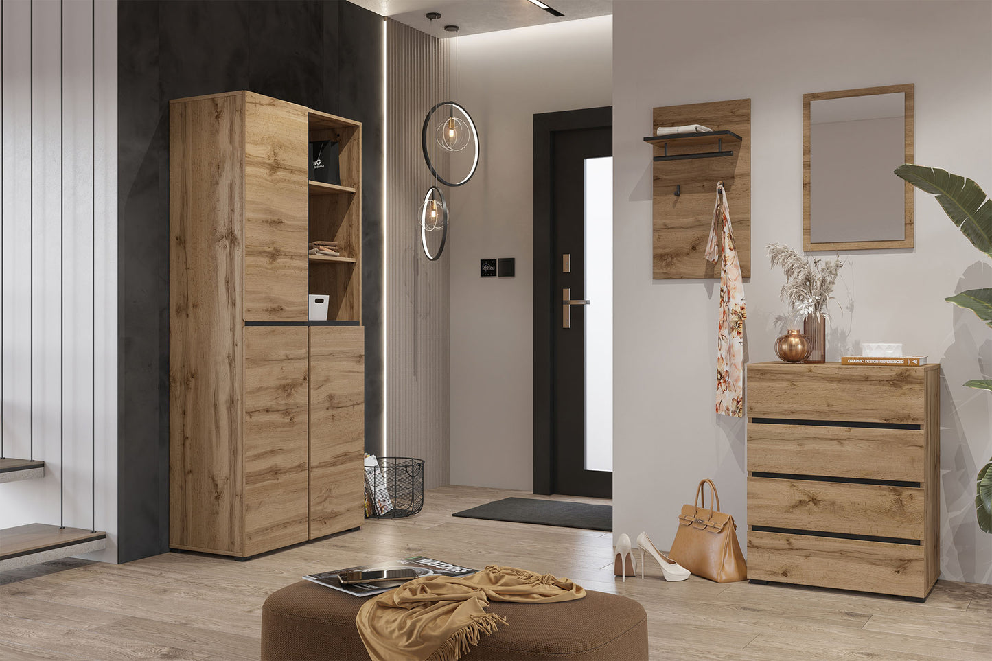 Sienas panelis ar āķiem Krosit kolekcija 40/70/20 cm Votan ozols - N1 Home