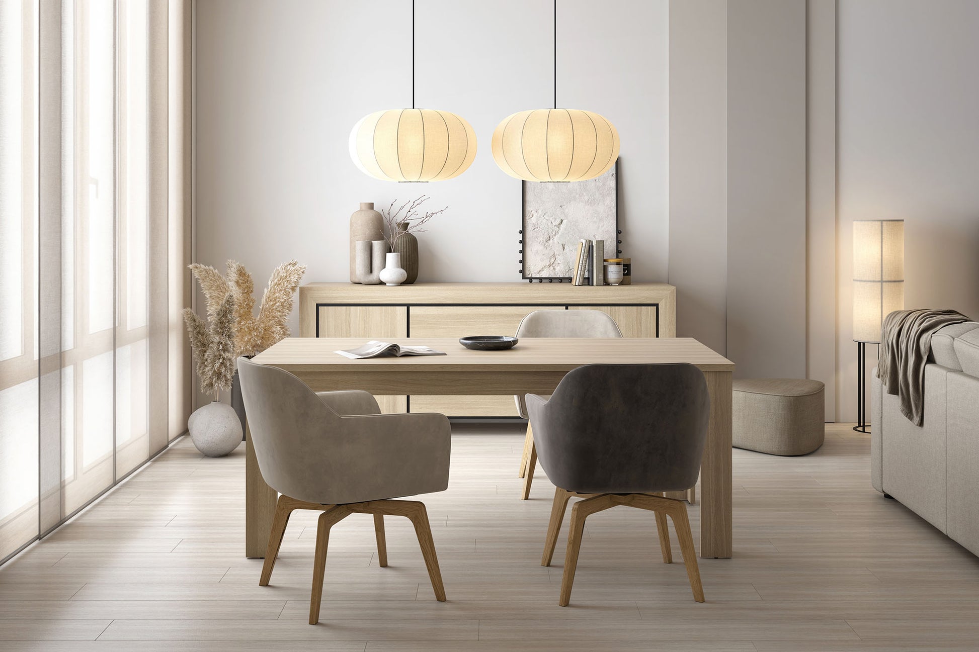 Galds Cabira II 190/100/76 cm elegants ozols/melns - N1 Home