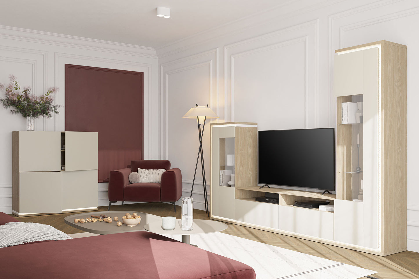 Kumode Dors 120/125/41 cm eļļos ozols/kašmirs - N1 Home