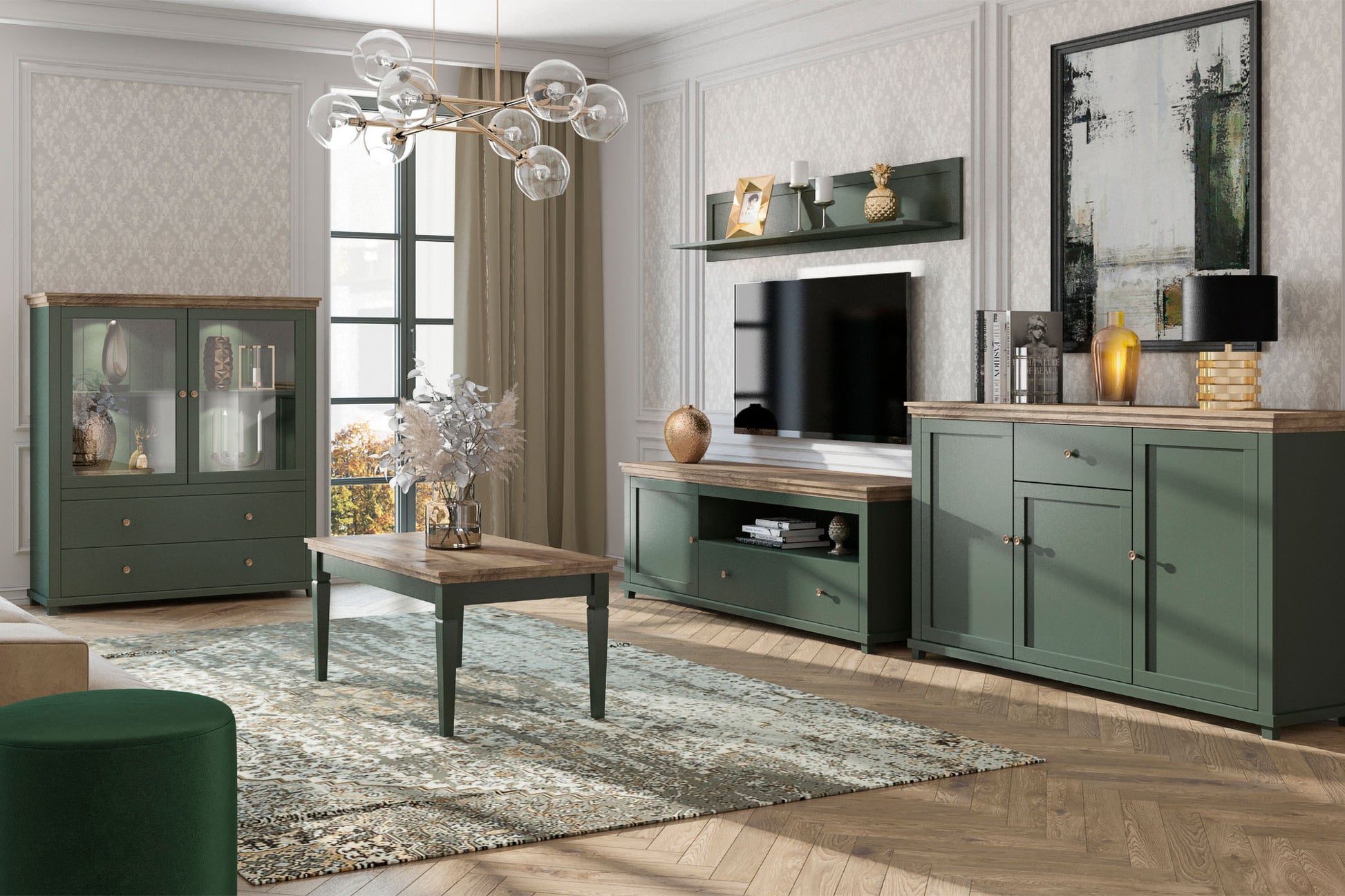 Grāmatu plaukts  Evtar 71/200/42 cm zaļs/Lefkas ozolkoka lamināts - N1 Home