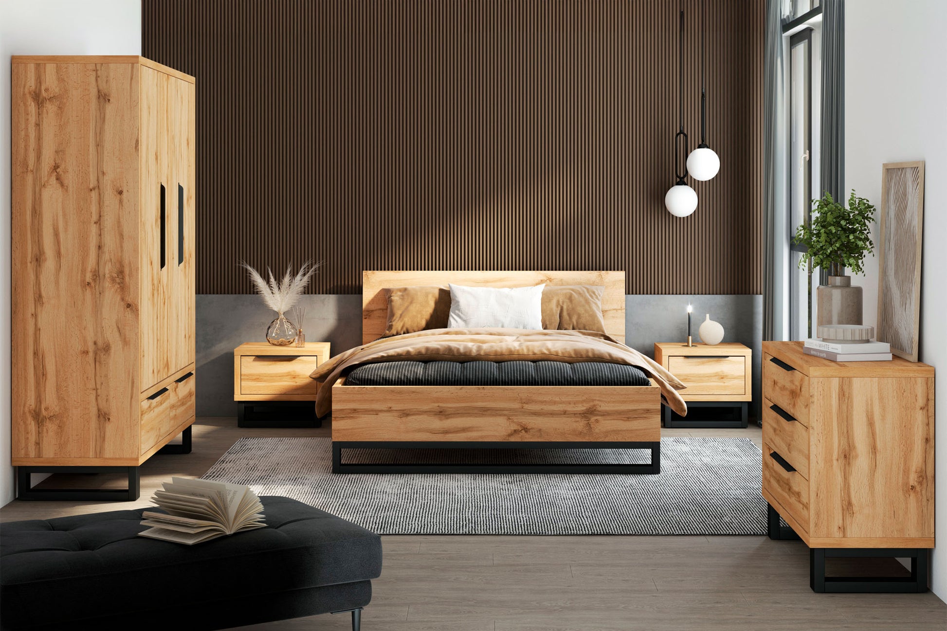 Naktsskapis  Hallis 55/45/49 cm Votan ozols - N1 Home