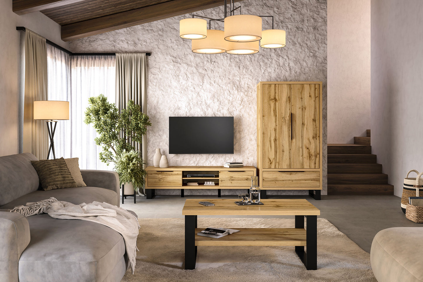 Skapis Hallis 99/190/60 cm Votan ozols - N1 Home