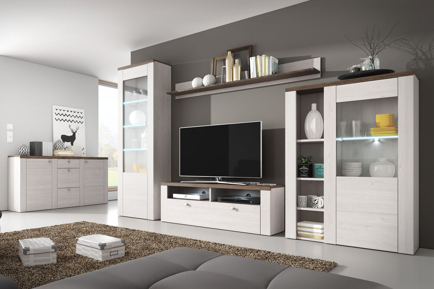 Sienas bloks Laroš 240+/206/37 cm Sonoma trifele/Sibiu lapegle - N1 Home