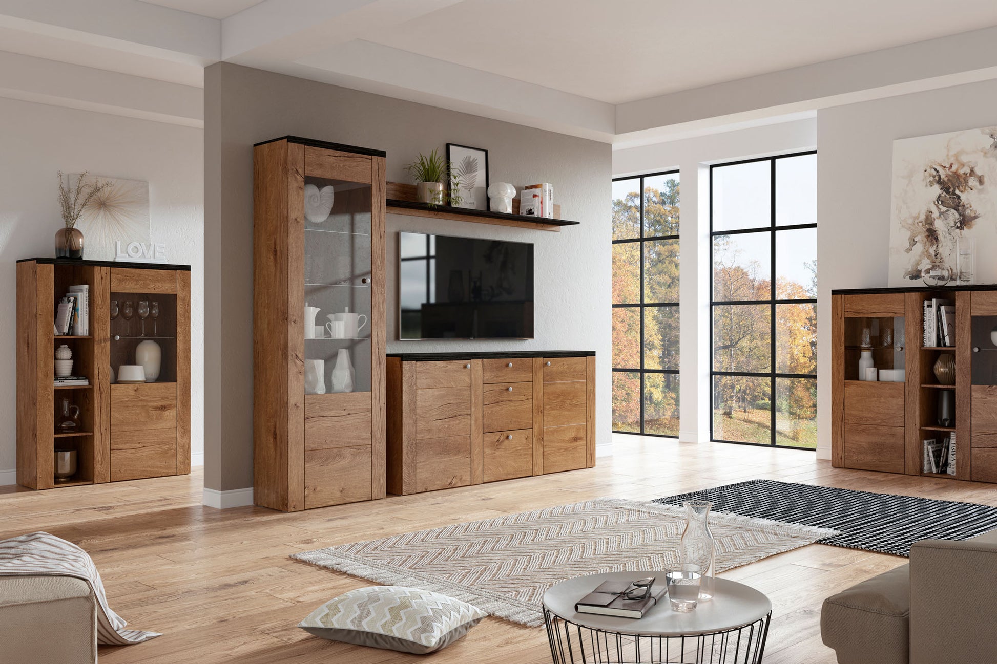 TV skapis Laroš 140/37/49 cm Lefkas ozols/pieskārienkoks - N1 Home