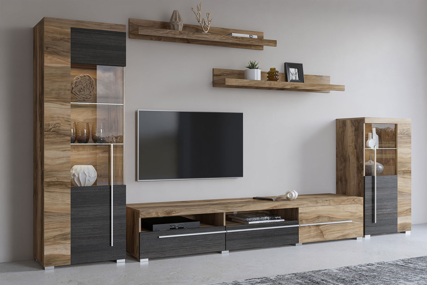 Sienas bloks Rogos 370/160/40 cm touchwood/satīna nusbaum - N1 Home