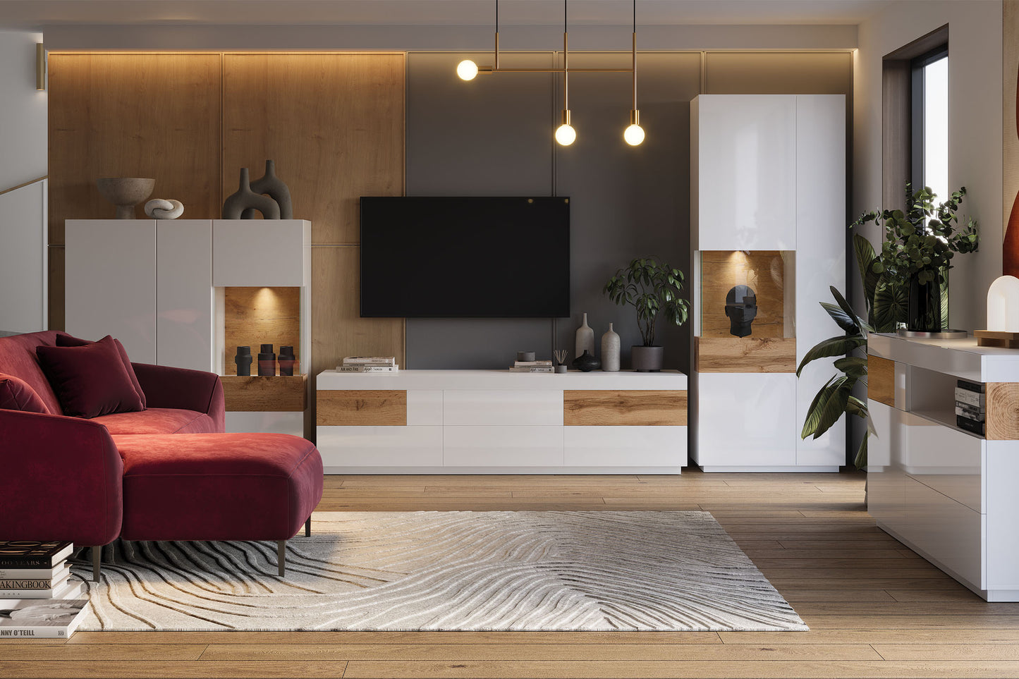 Kumode Solani 169/85/40 cm balts/Votan ozols - N1 Home