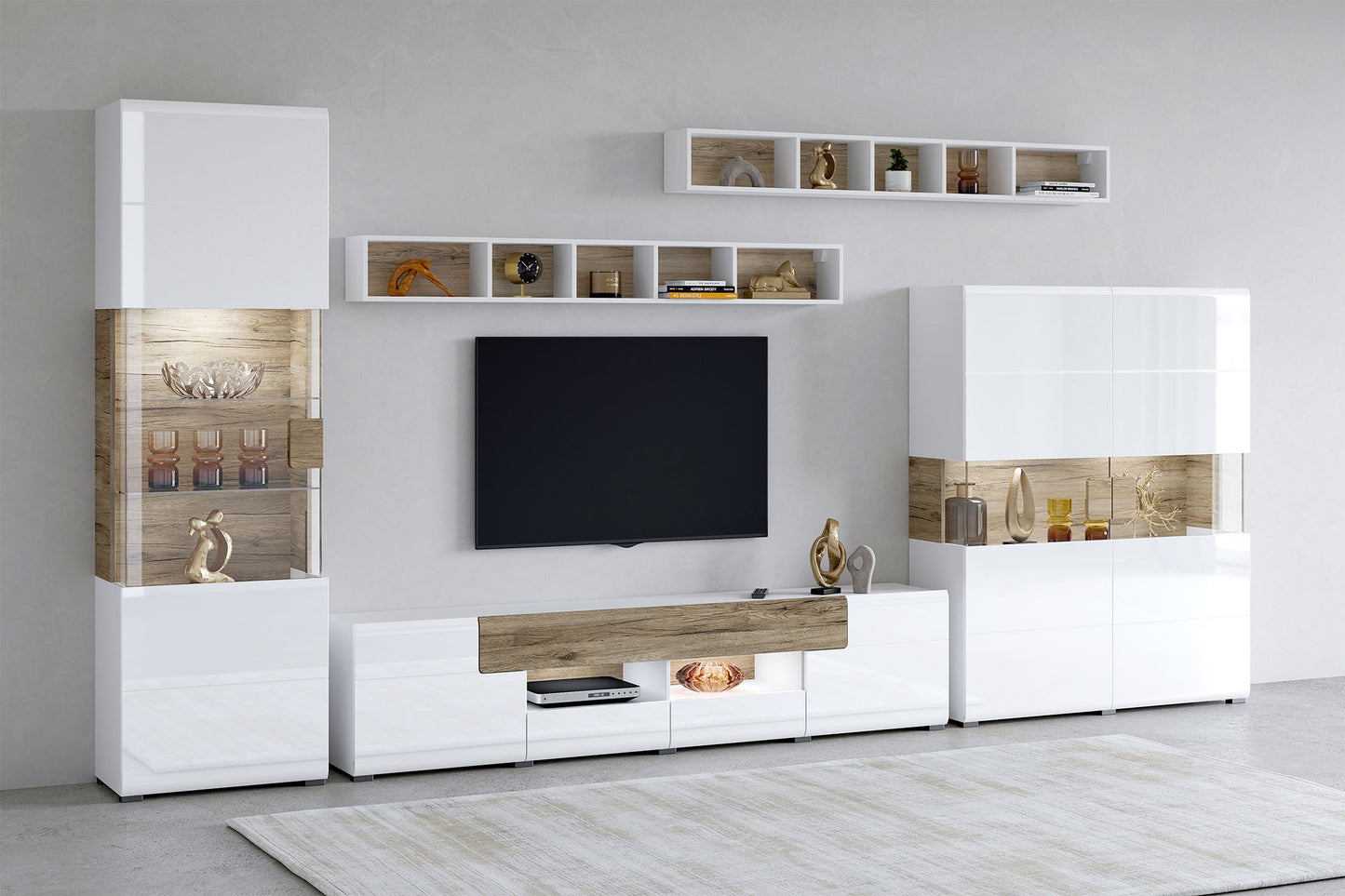 Kumode Tola 147/39/131 cm balts/San Remo ozols - N1 Home