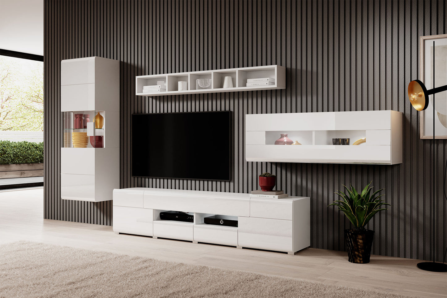 TV skapis Tola 208/39/47 cm balts - N1 Home