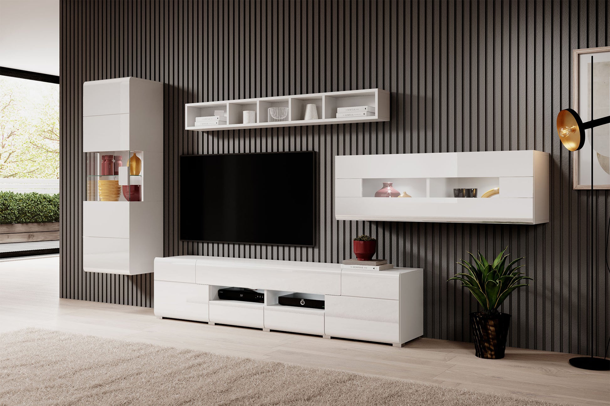 TV skapis Tola 208/39/47 cm balts - N1 Home