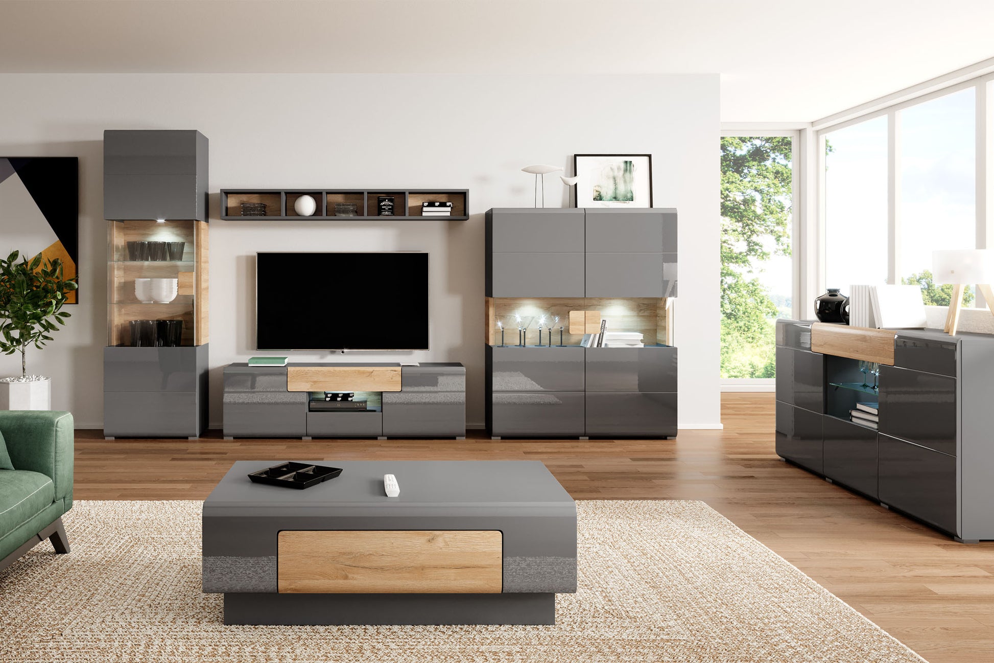 Skapis Tola 53/39/159 cm antracīts/Grandson ozols - N1 Home