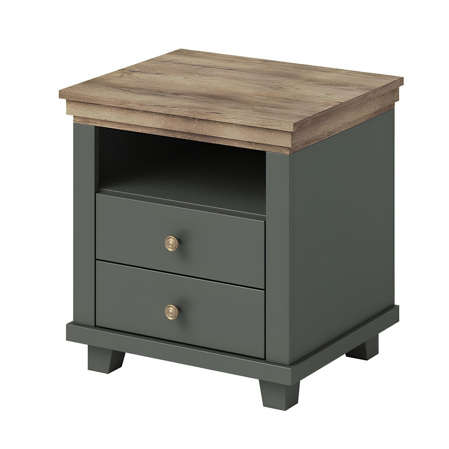 Naktsskapis Evtar 52/54/42 cm zaļs/Lefkas ozols - N1 Home