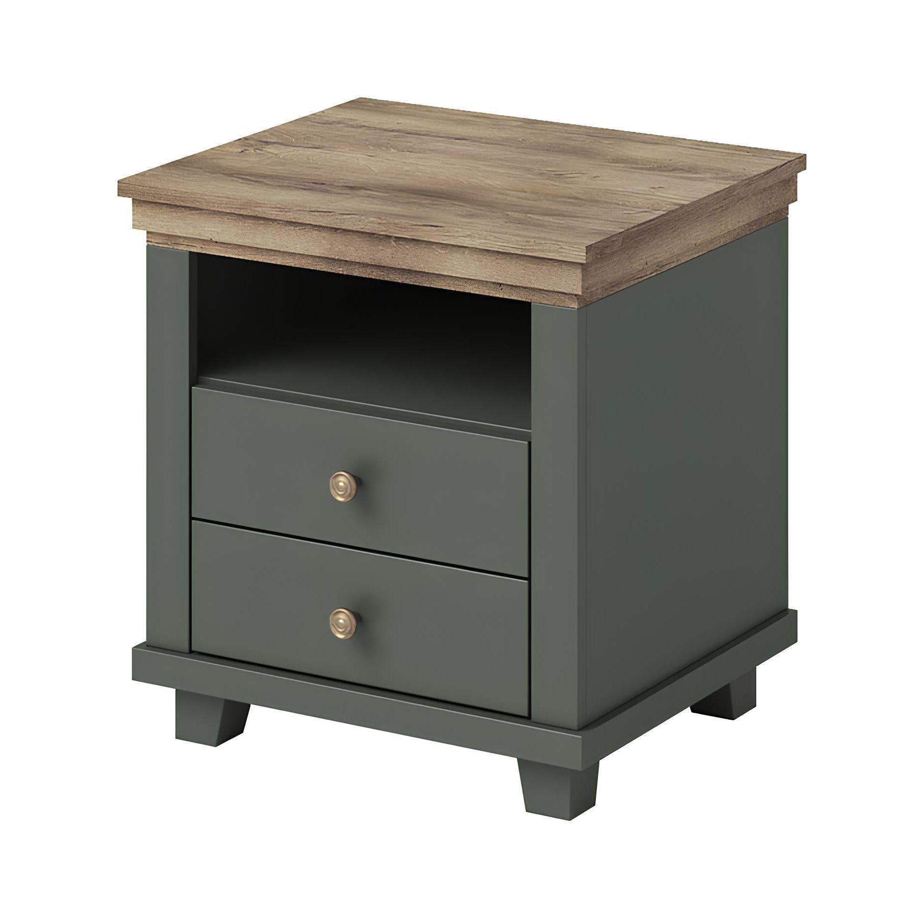 Naktsskapis Evtar 52/54/42 cm zaļs/Lefkas ozols - N1 Home