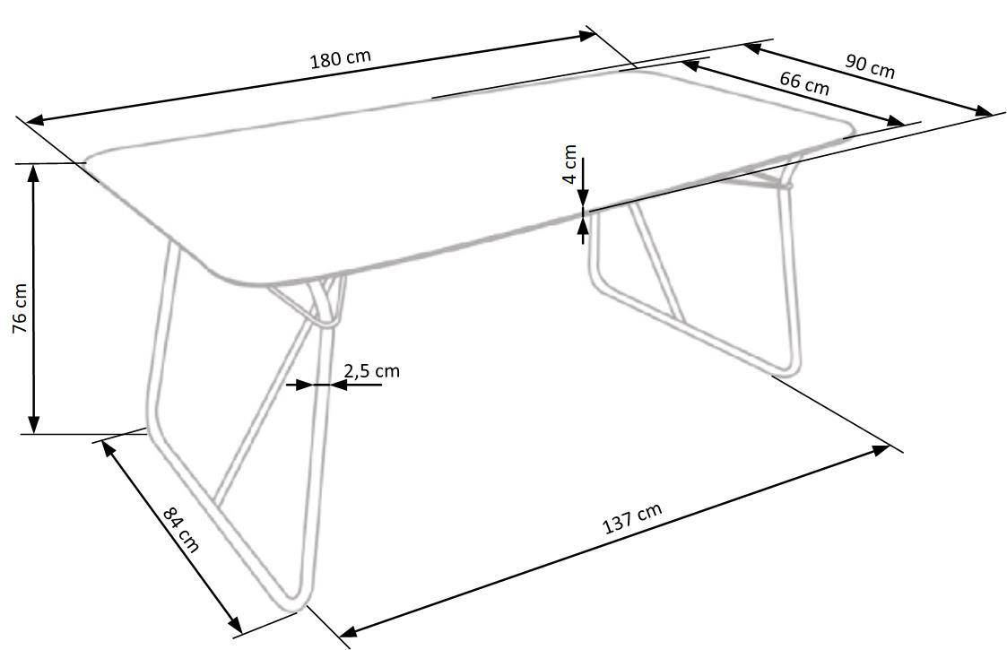 HO valriekksts/melns galds 180/90/76 cm