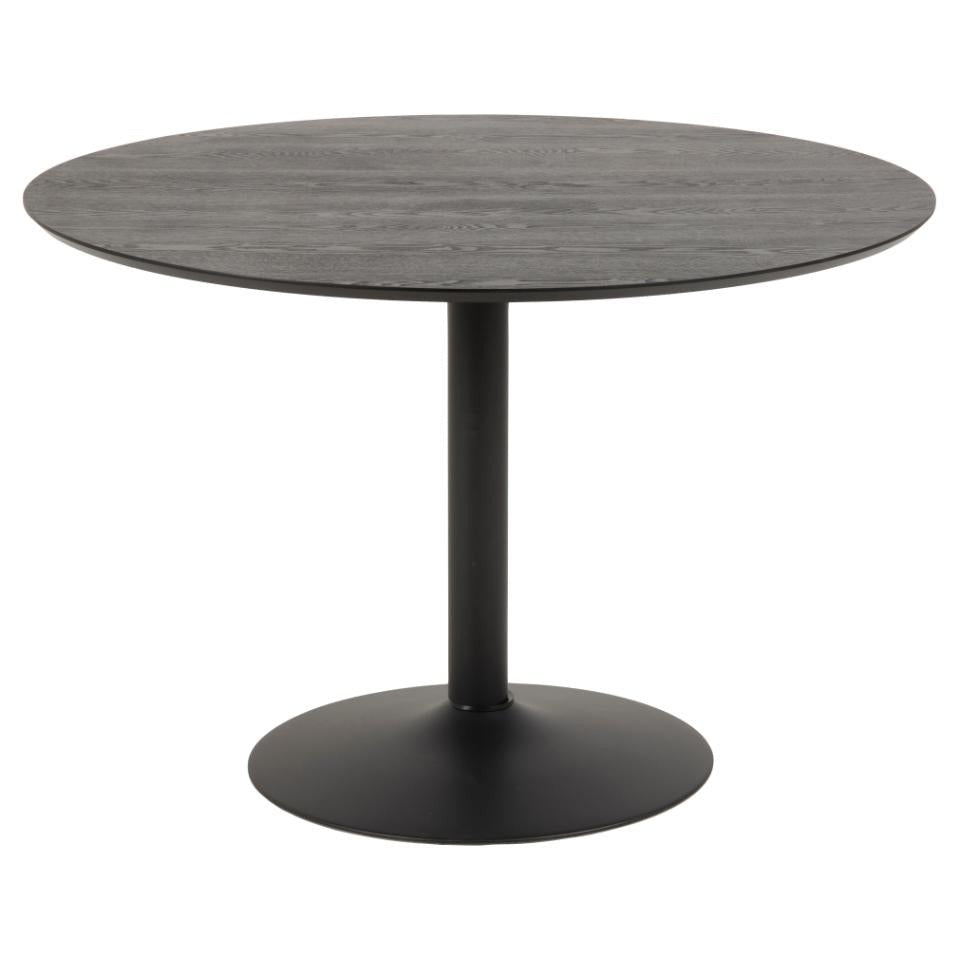 IBI apaļš pusdienu galds,matēts melns NC lakots oša finieris Ø110x74 cm