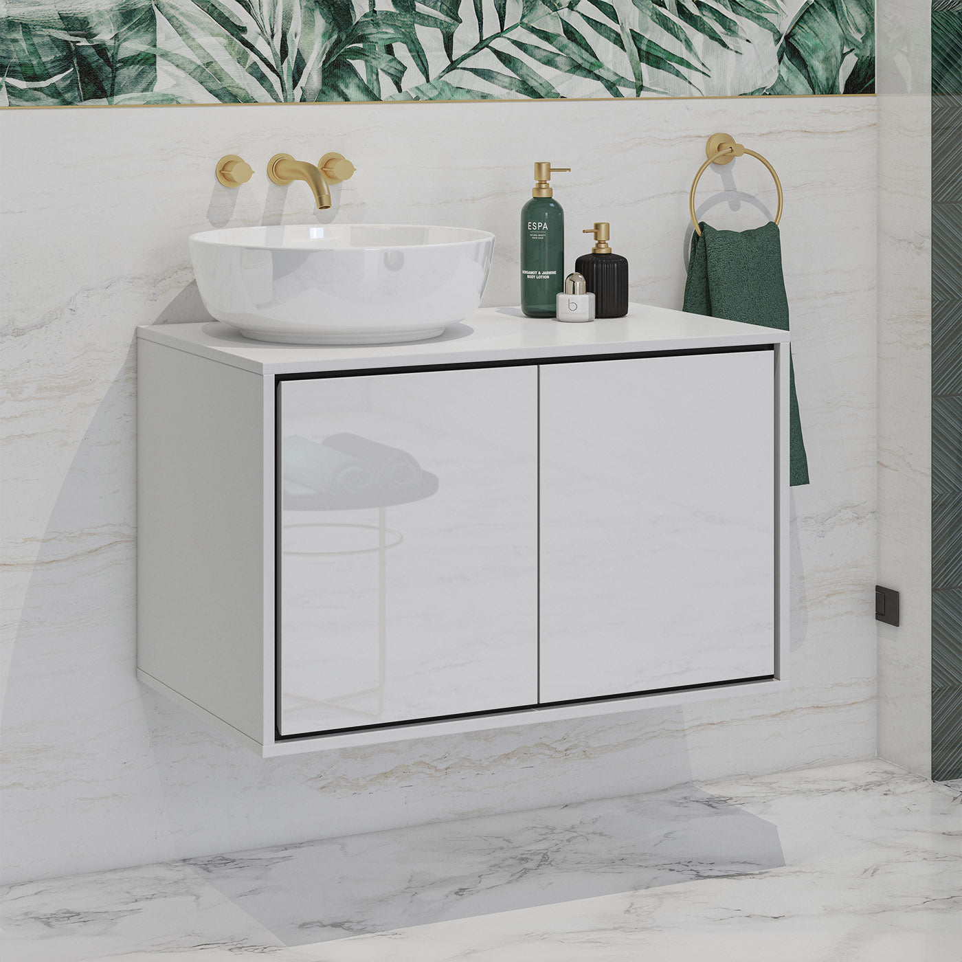 Skapis Iriva 78/48/51 cm balts/melns